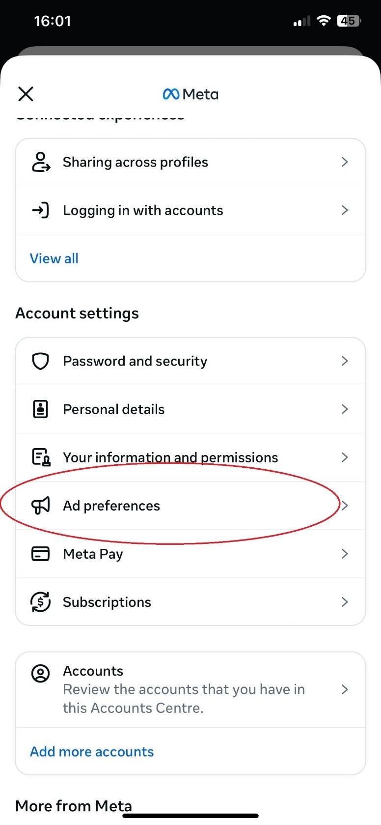 Click on Ad Preferences